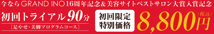 90分　足痩せ・美脚プログラム　初回限定特別価格5800円