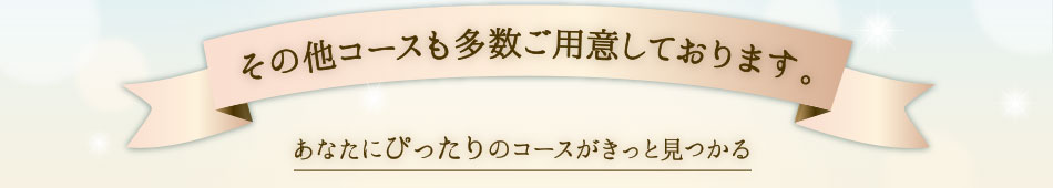 その他コースも多数ご用意致しております。あなたにぴったりのコースがきっと見つかる