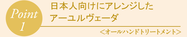 Point1 日本人向けにアレンジしたアーユルヴェーダ〈 オールハンド施術 〉