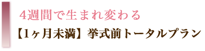 4週間で生まれ変わる「挙式直前トータルプラン」