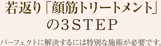 若返り「顔筋施術」の3STEP / パーフェクトに解決するには特別な施術が必要です。