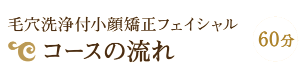 毛穴洗浄付 小顔矯正フェイシャル60分コースの流れ