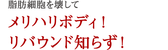 脂肪細胞を壊してメリハリボディ！リバウンド知らず！