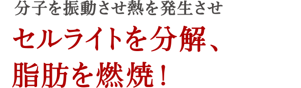 分子を振動させ熱を発生させセルライトを分解、脂肪を燃焼！